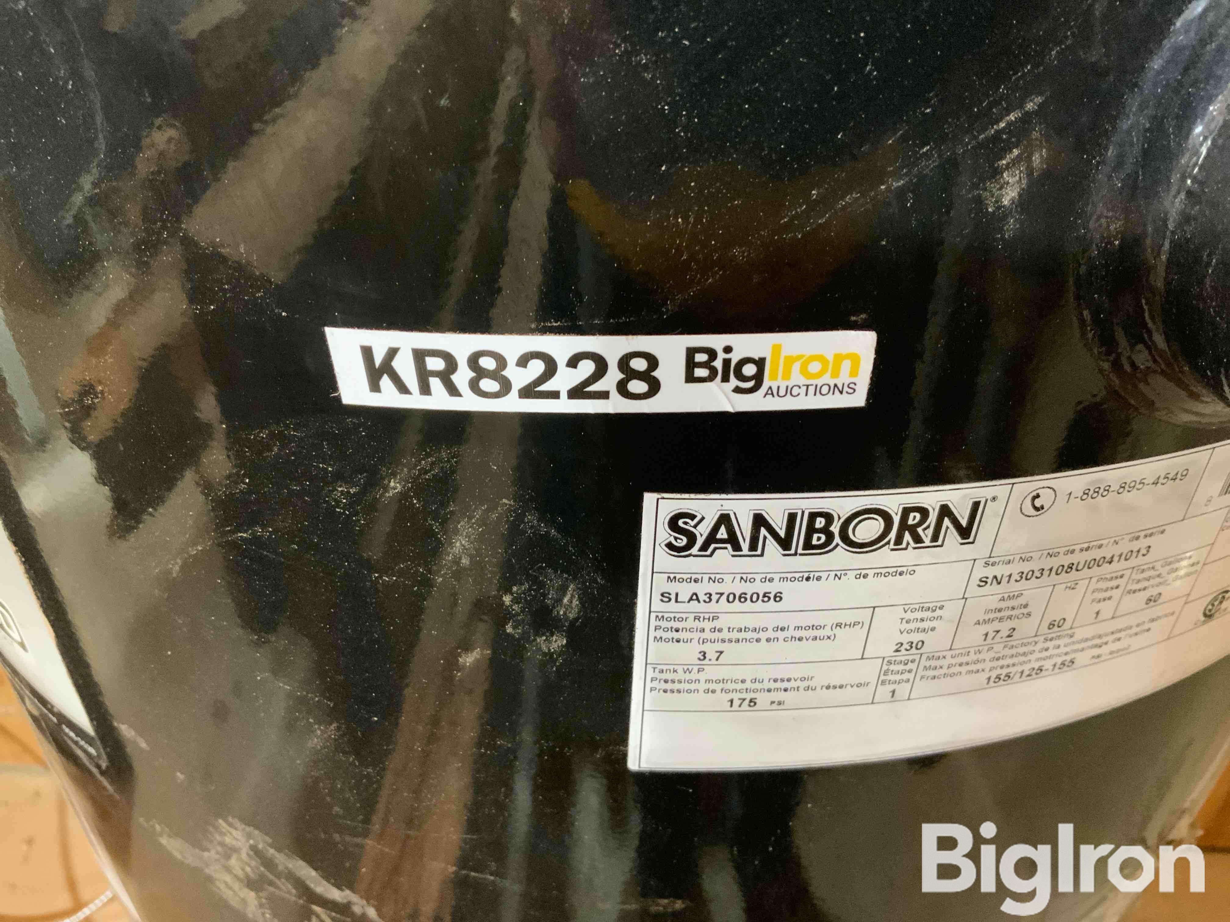 Sanborn 60-Gallon 155 PSI Air Compressor BigIron Auctions