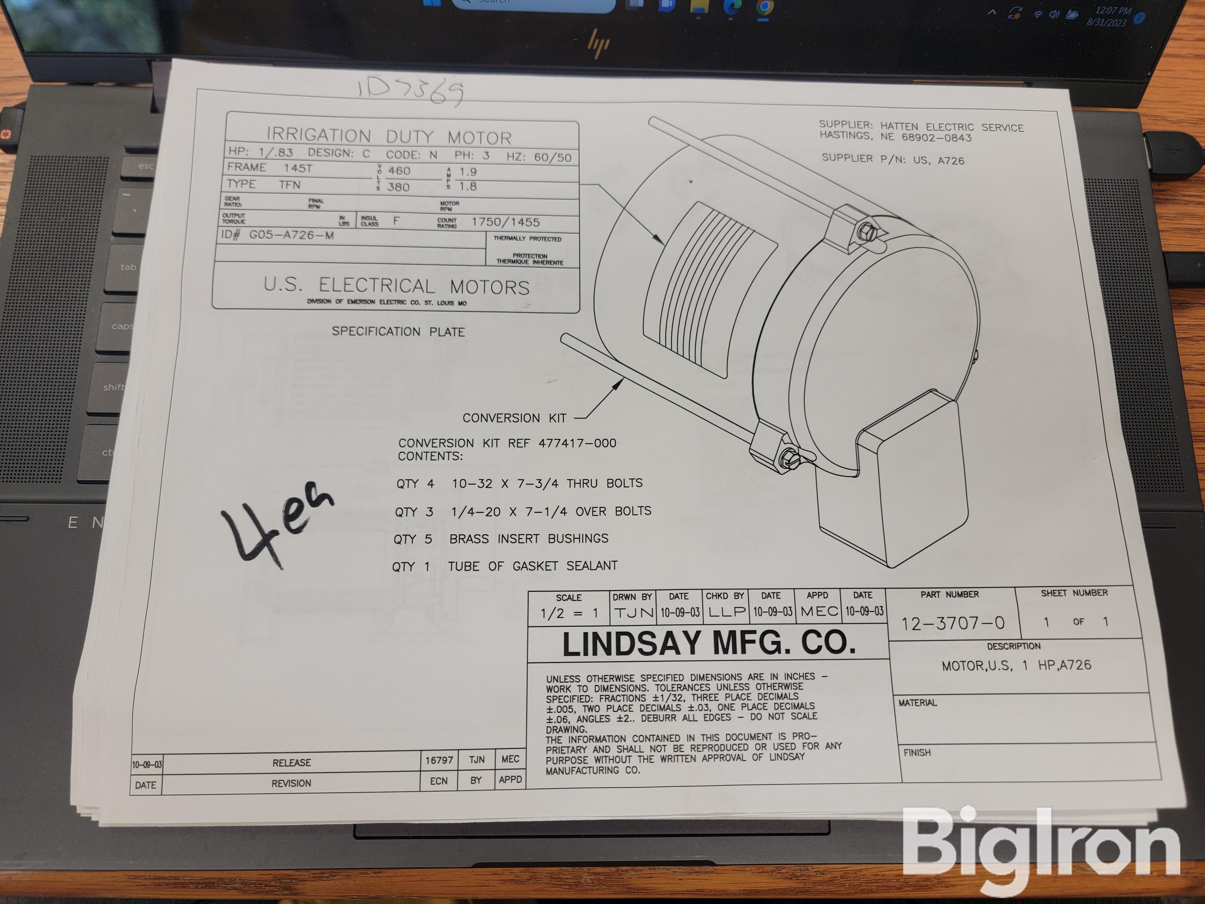 Browning Irrigation Pivot 1.5 HP 3 Phase Electric Motors BigIron Auctions