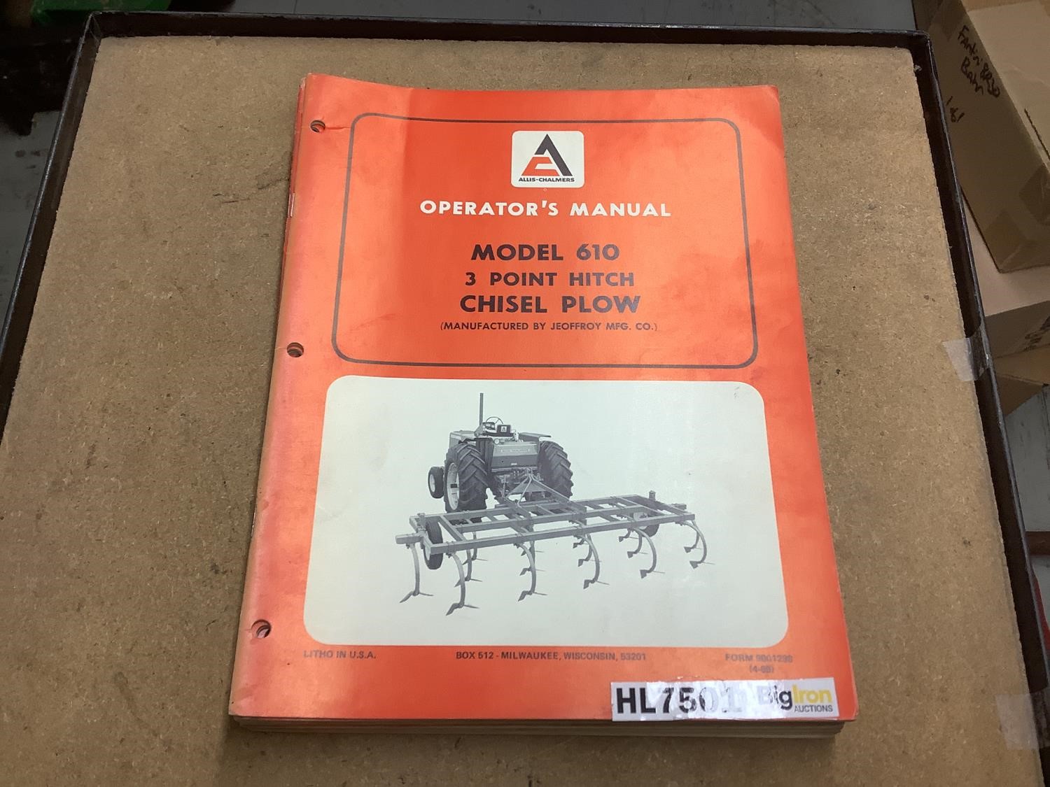 Allis-Chalmers Plow Operators Manuals BigIron Auctions