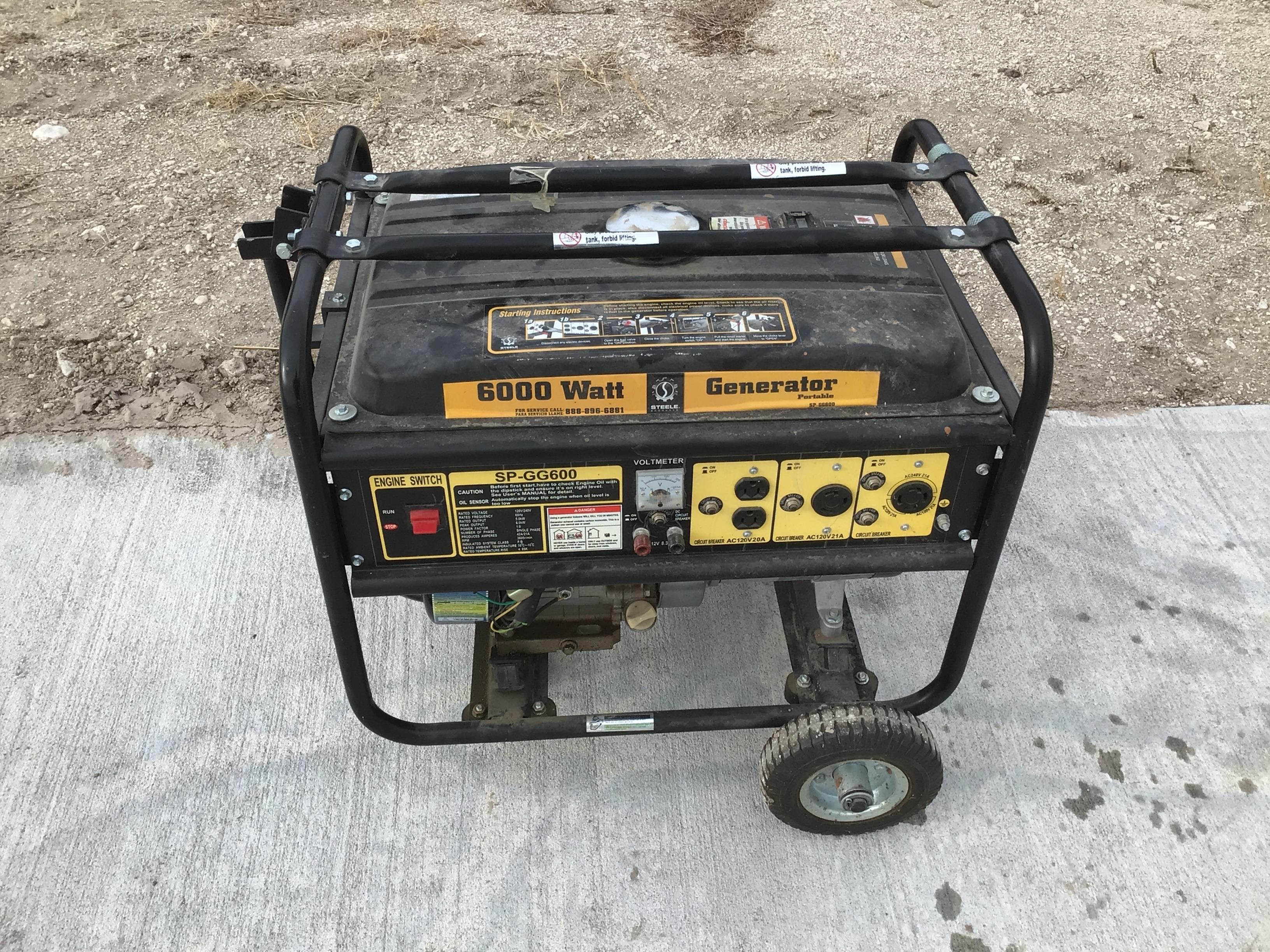 Steele 6000 Watt Generator BigIron Auctions