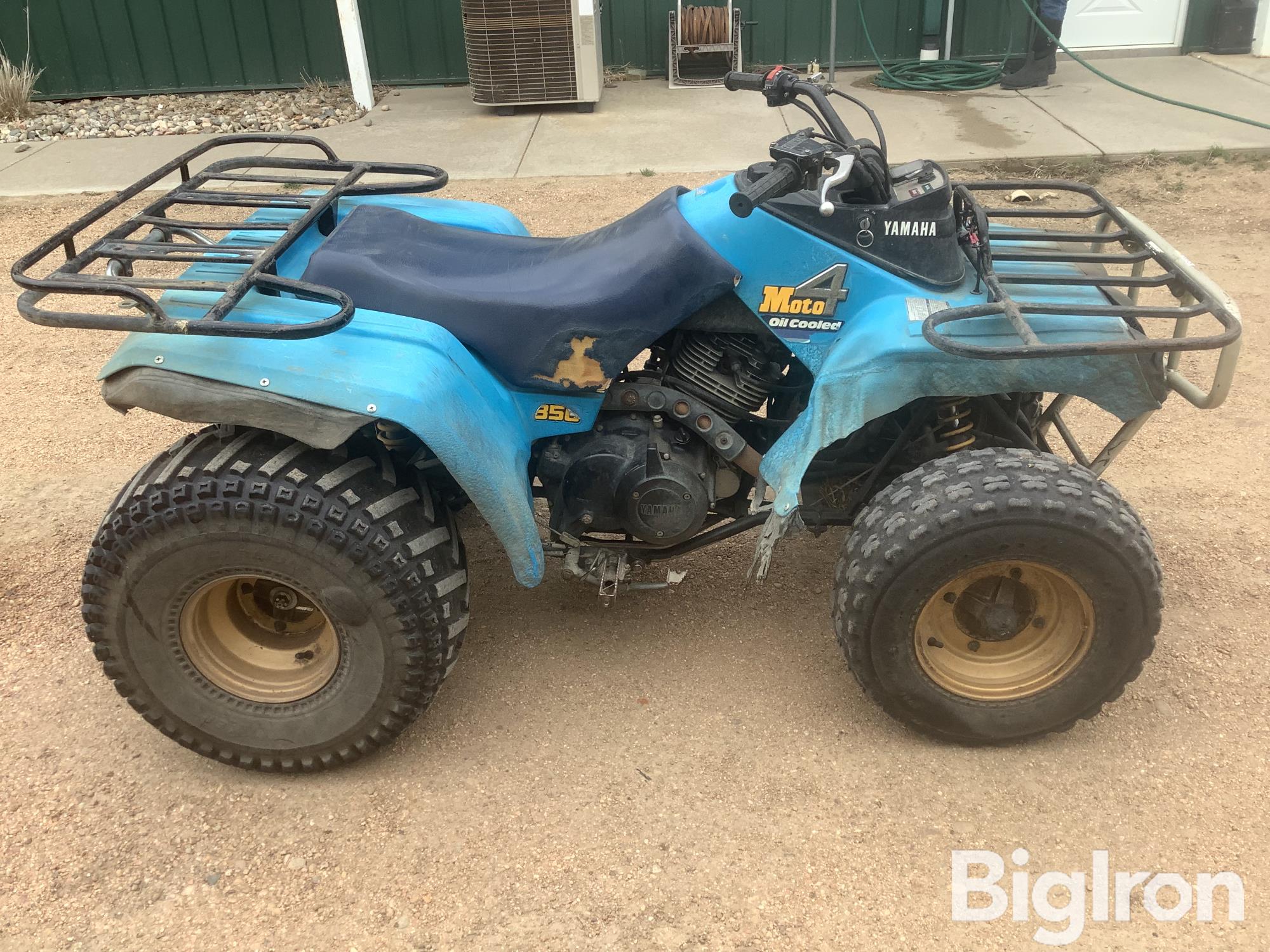 1987 Yamaha Moto4 350 2WD 4Wheeler ATV W/Blade & Tire Chains BigIron