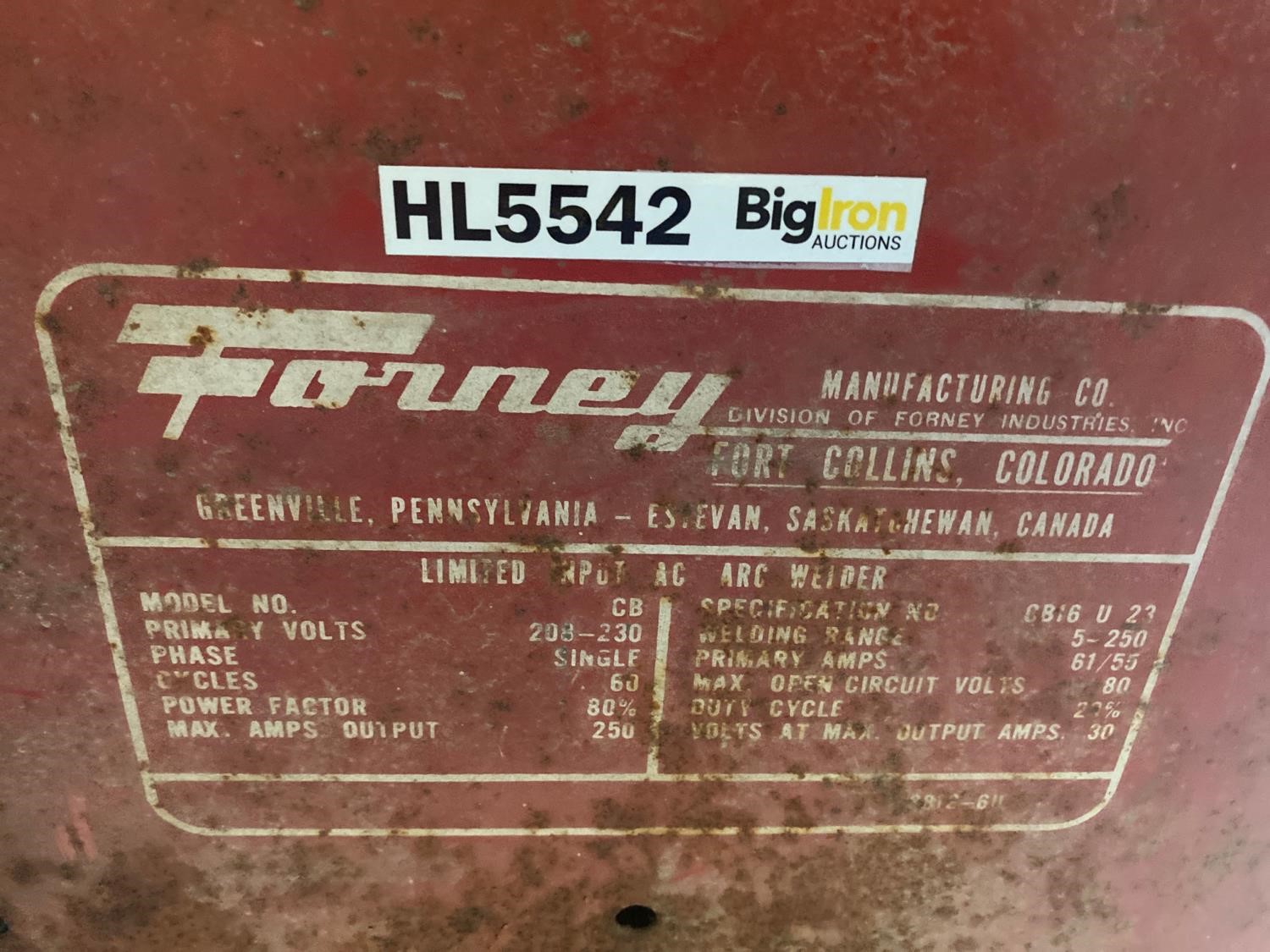 Forney C-B AC Arc Welder BigIron Auctions