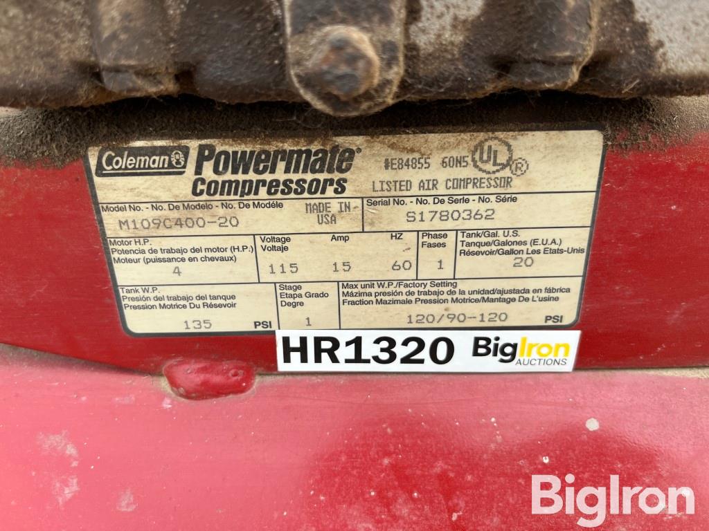 Coleman Powermate Magna Force Portable Air Compressor Bigiron Auctions 9996