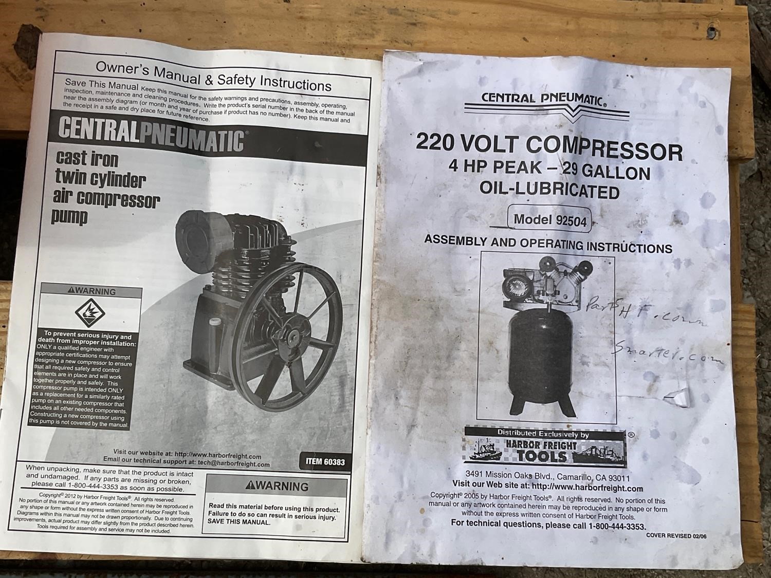 Central pneumatic twin cylinder deals air compressor pump