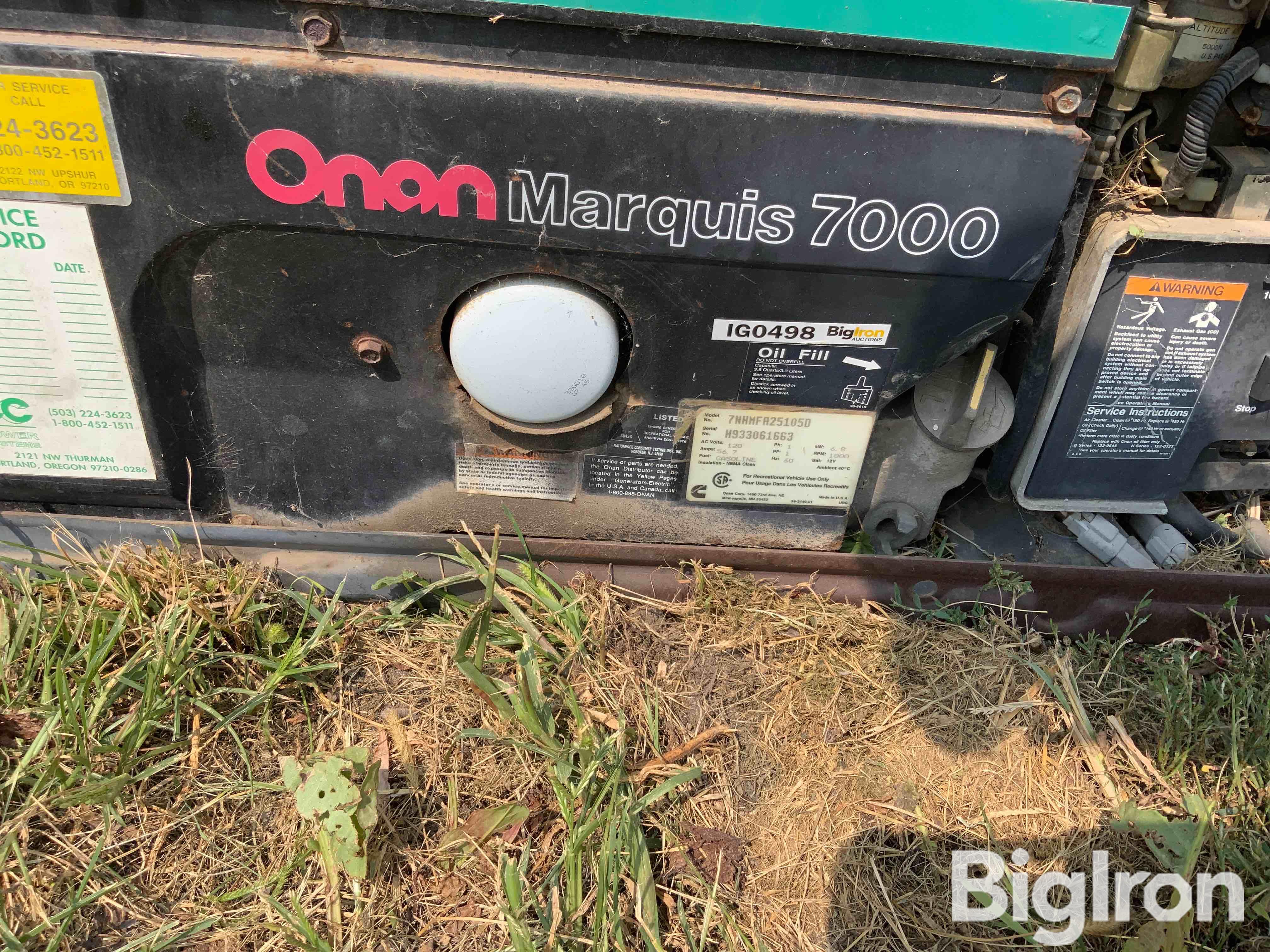 Onan Marquis 7000 RV Generator BigIron Auctions