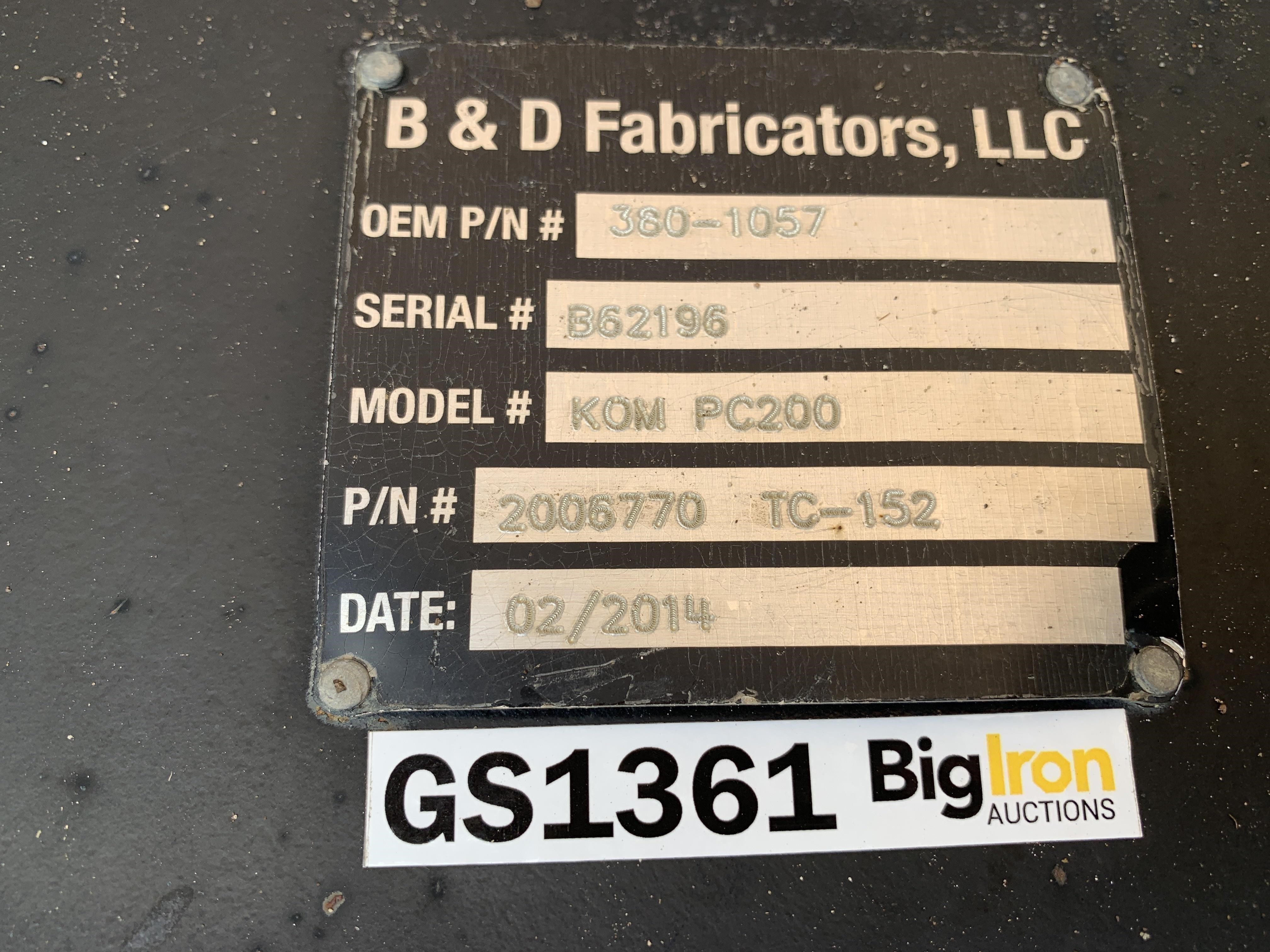 B&D Fabricators Excavator Bucket Adapter BigIron Auctions