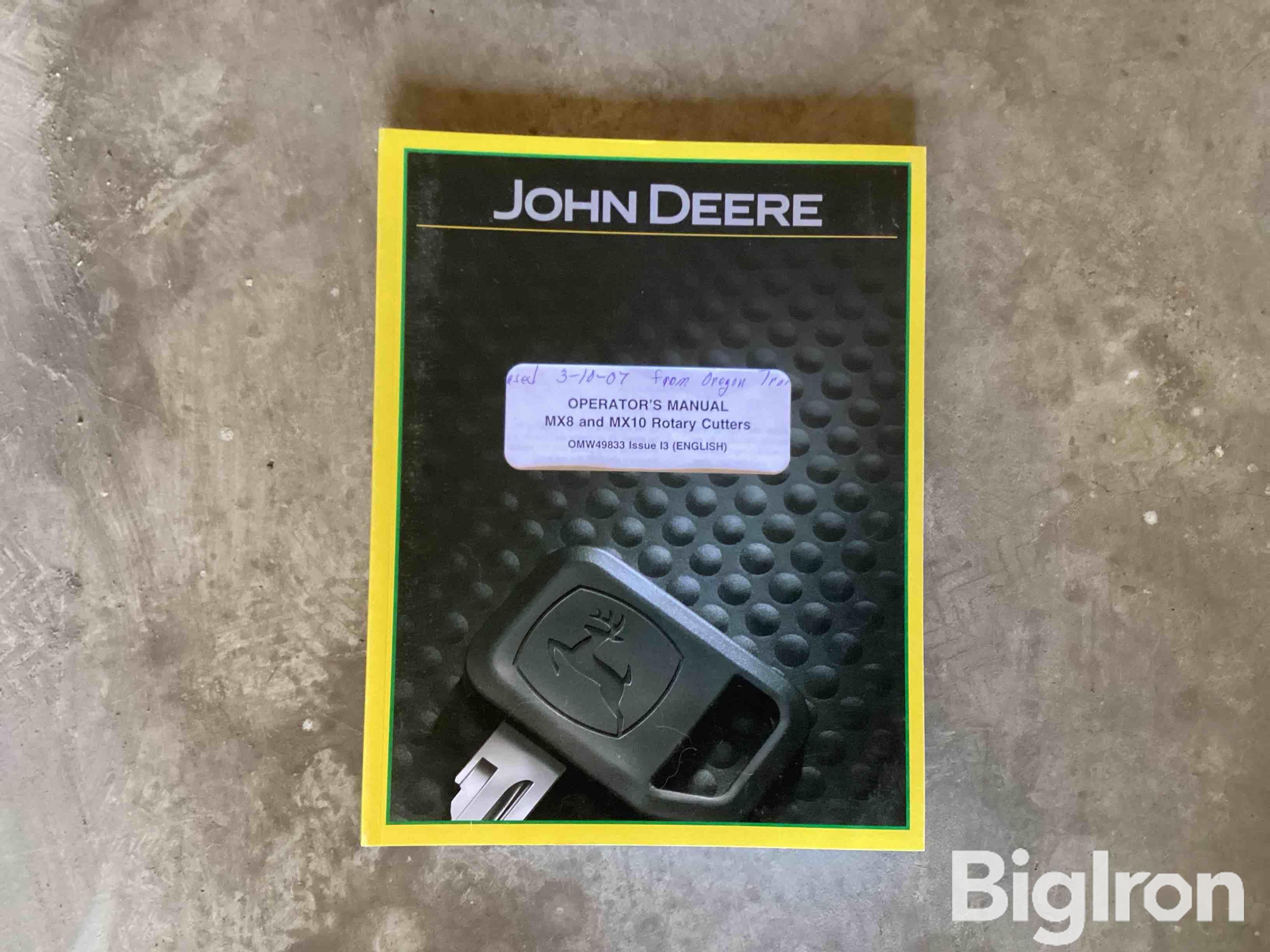 John Deere Mx8 Mx10 Rotary Cutter Operator’s Manual And Pre Delivery Manual Bigiron Auctions