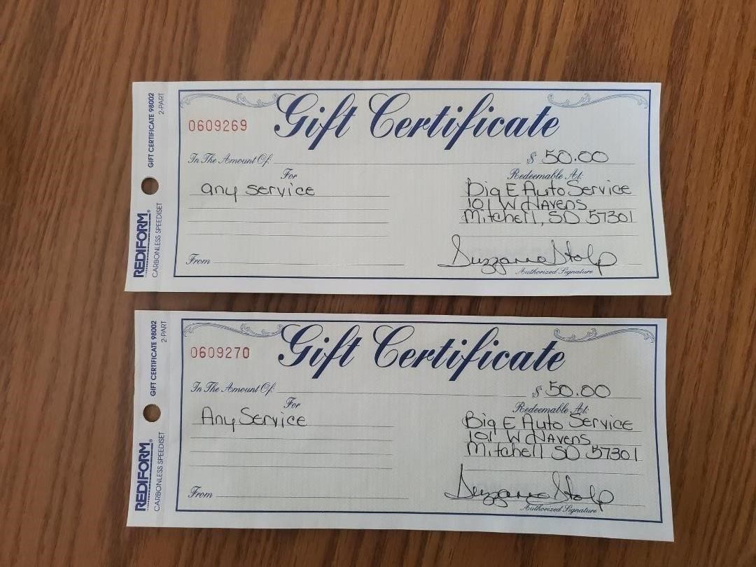 Big E Auto - 2) $50 Gift Certificates BigIron Auctions