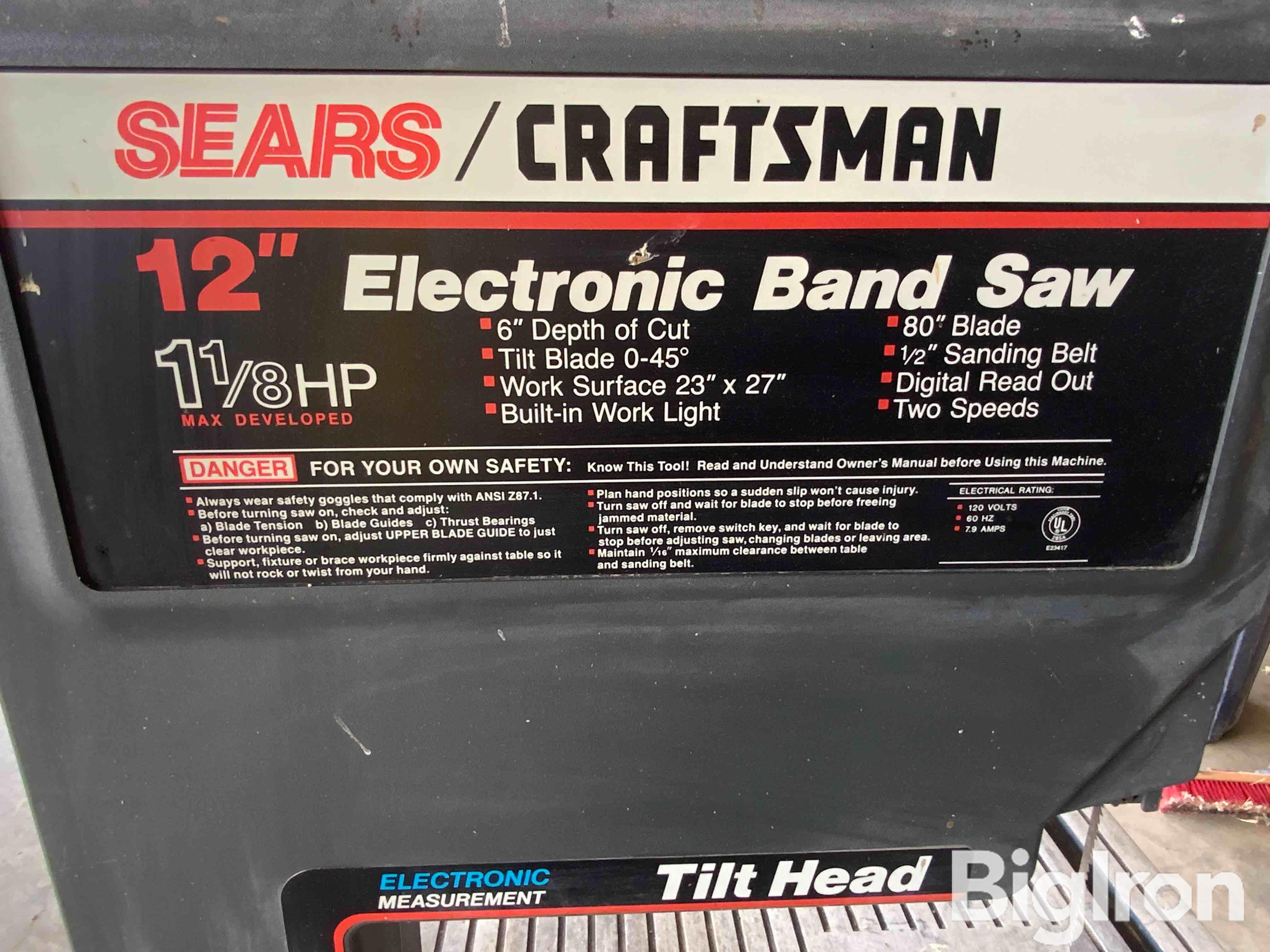 Craftsman 113.248440 12” Electric Band Saw BigIron Auctions