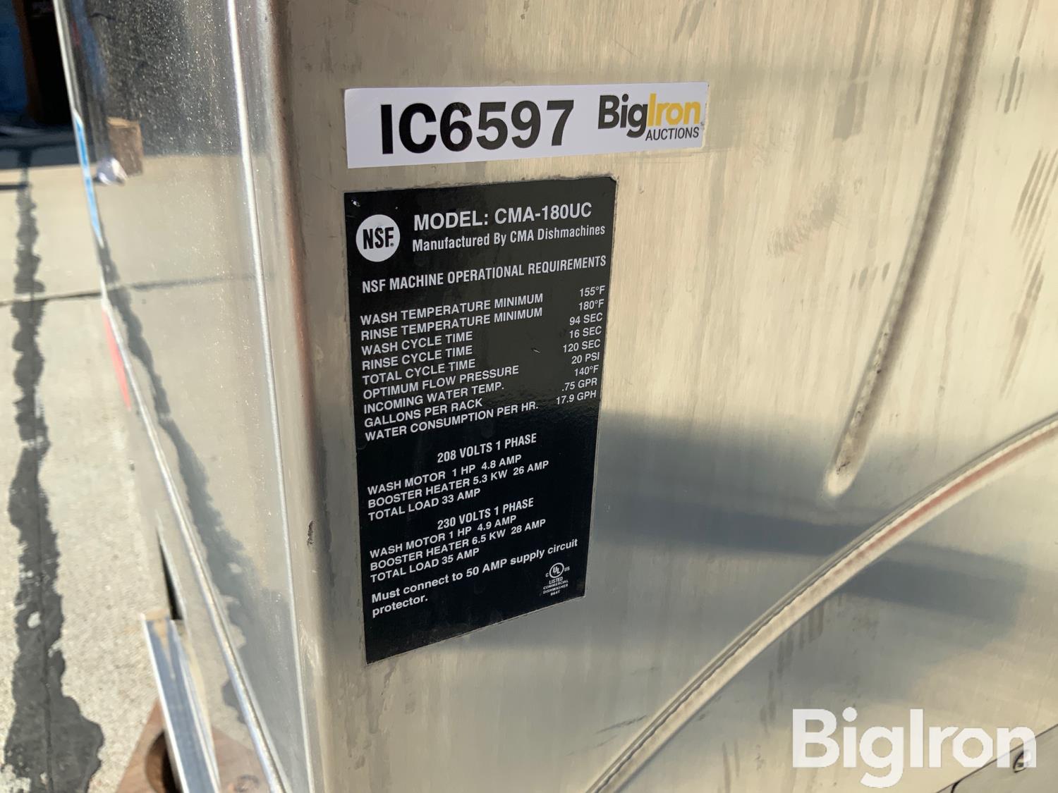 CMA 180UC Commercial Under Counter Dishwasher BigIron Auctions