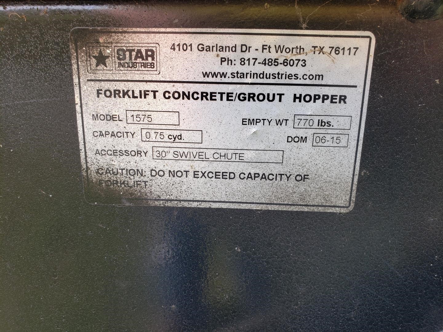 2015 Star 1575 Forklift Concrete Grout Hopper Bigiron Auctions