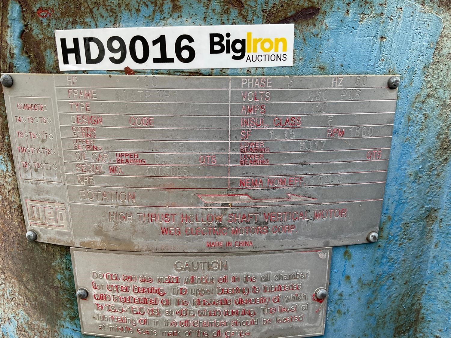 WEG 100 HP Electric Irrigation Motor BigIron Auctions