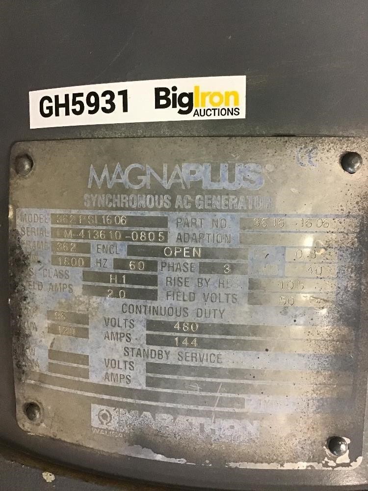 Marathon MAGNA PLUS 96KW Synchronous AC Generator BigIron Auctions