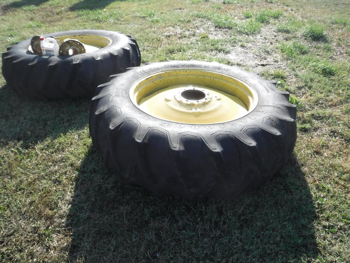 Firestone All Traction Field & Road 18.4x38 Tires On Dual Wheel Rims ...