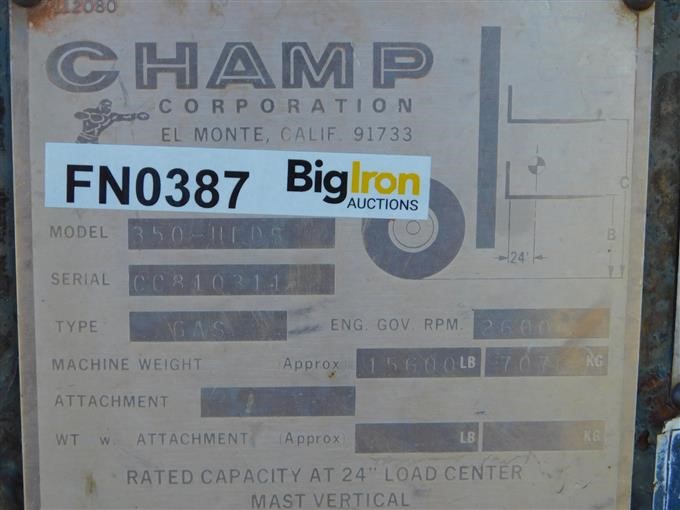 Champ 350 Hlds Towable Forklift Bigiron Auctions
