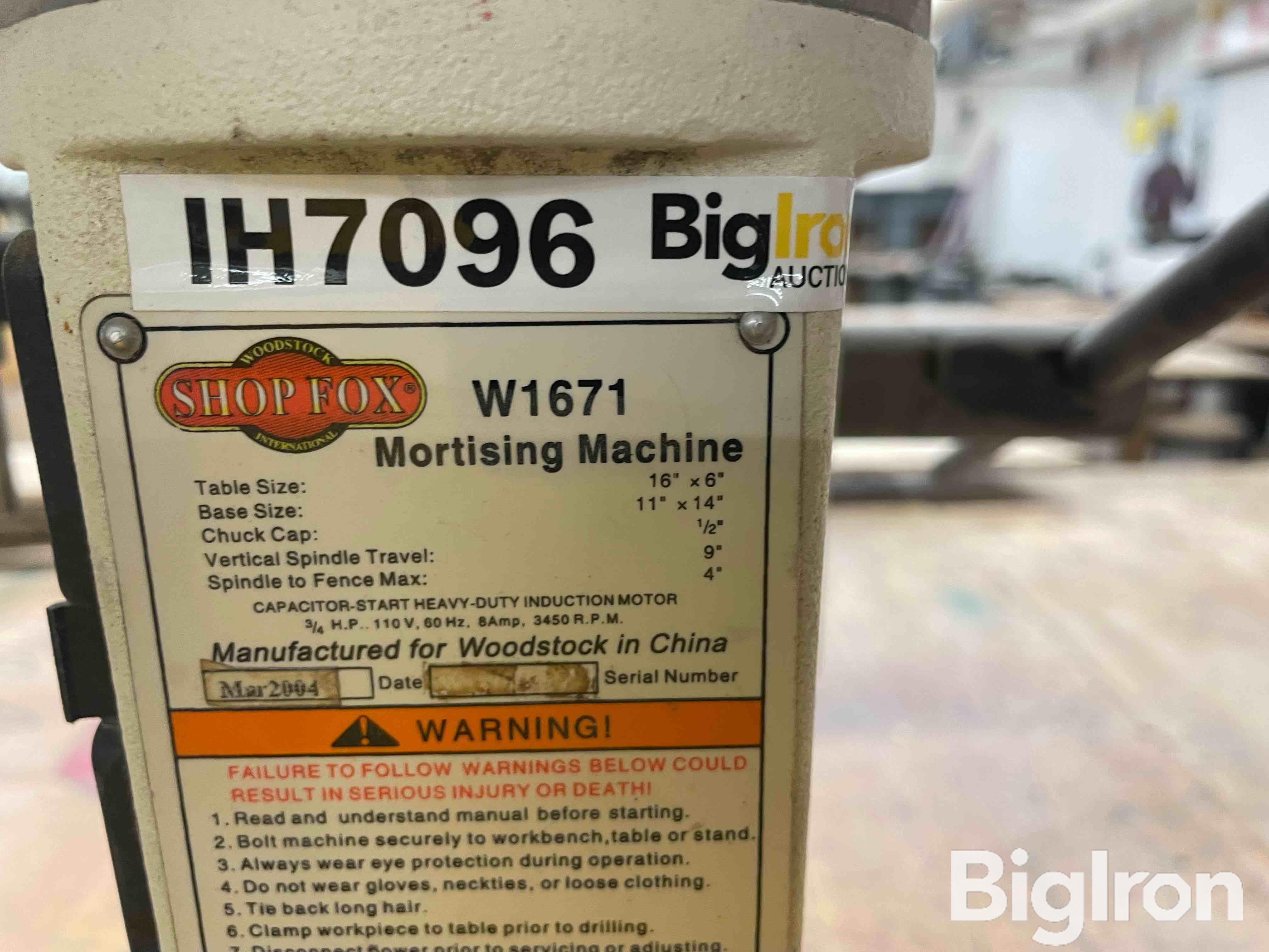 2004 Shop Fox W1671 Mortising Machine BigIron Auctions