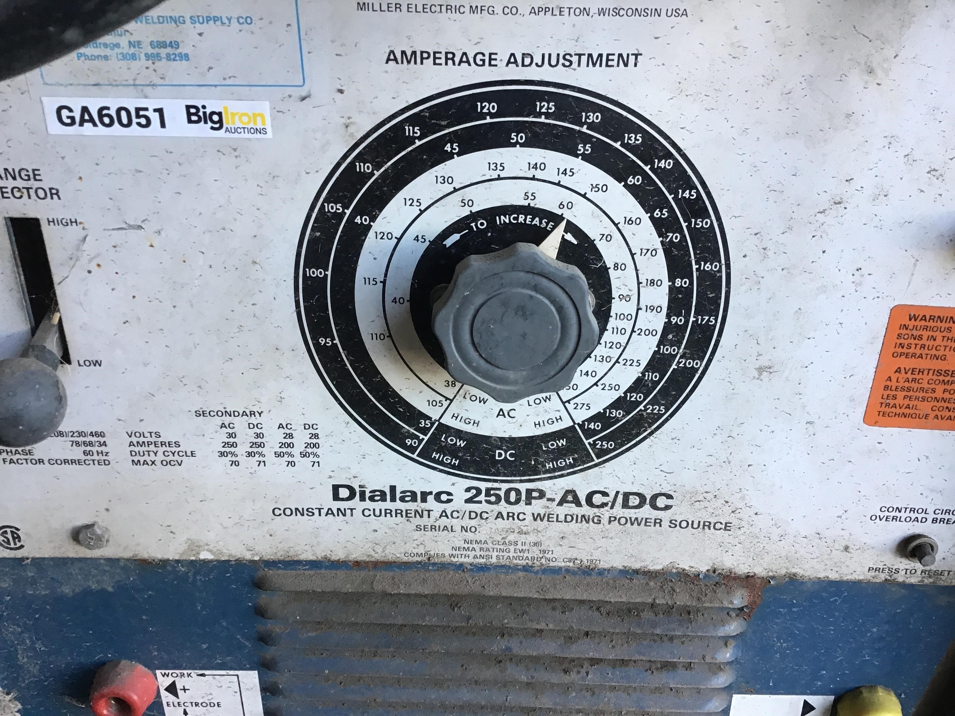 Miller Dialarc 250PAC/DC Welder BigIron Auctions