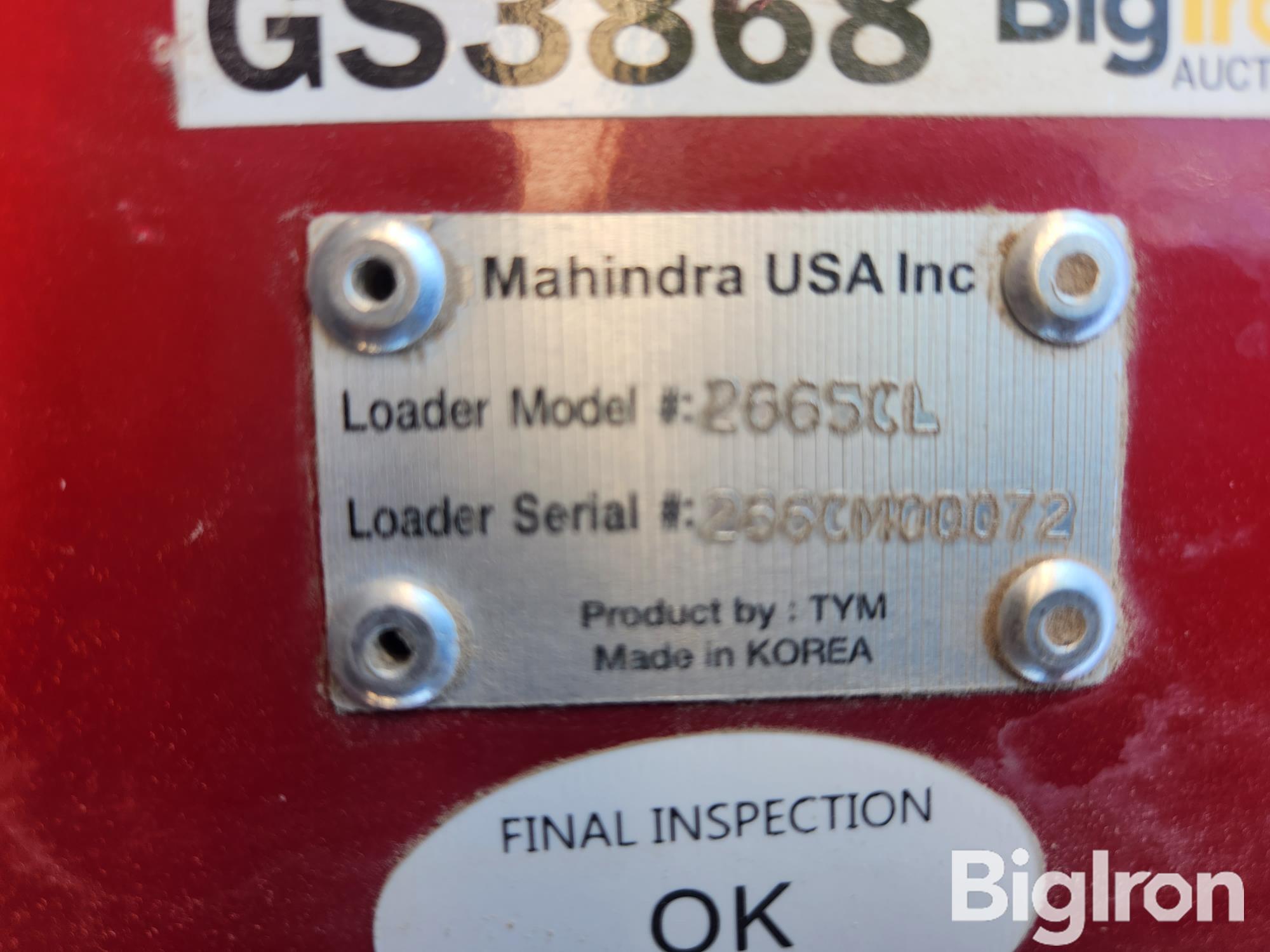 Mahindra 2665CL Loader W/78” Bucket BigIron Auctions