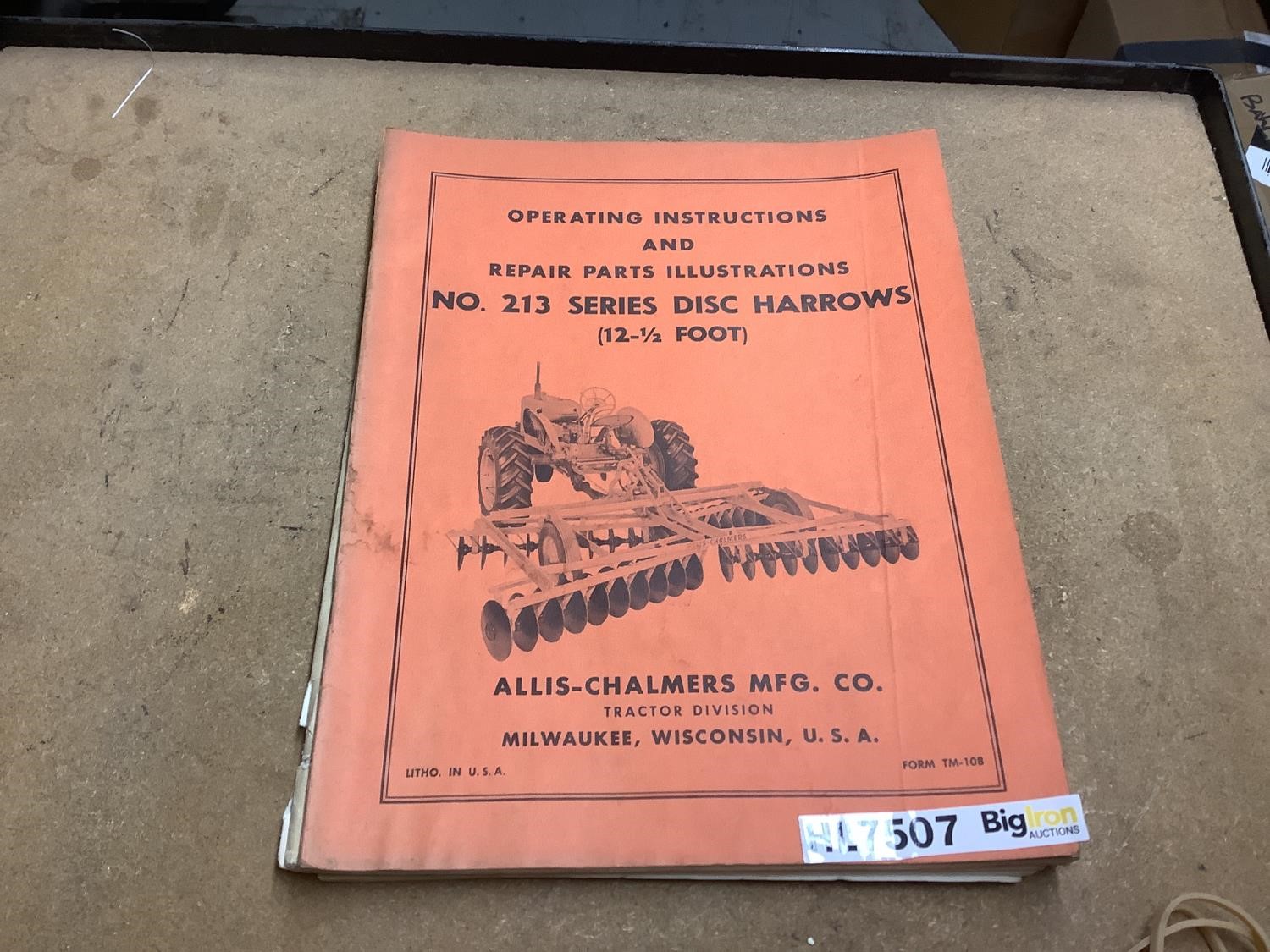 Allis-Chalmers Operator Manuals BigIron Auctions