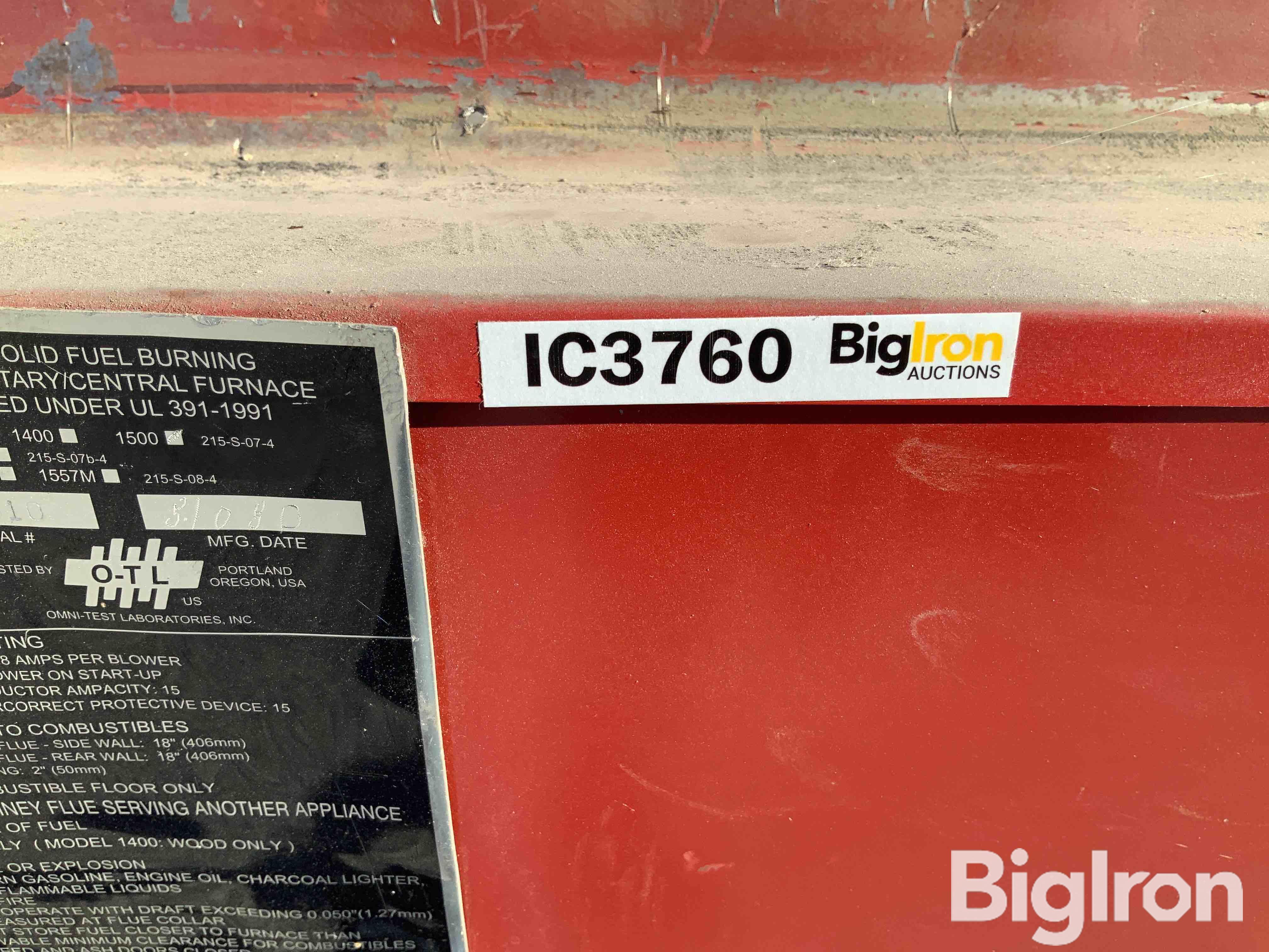 HotBlast 1500 Wood Burning Furnace BigIron Auctions