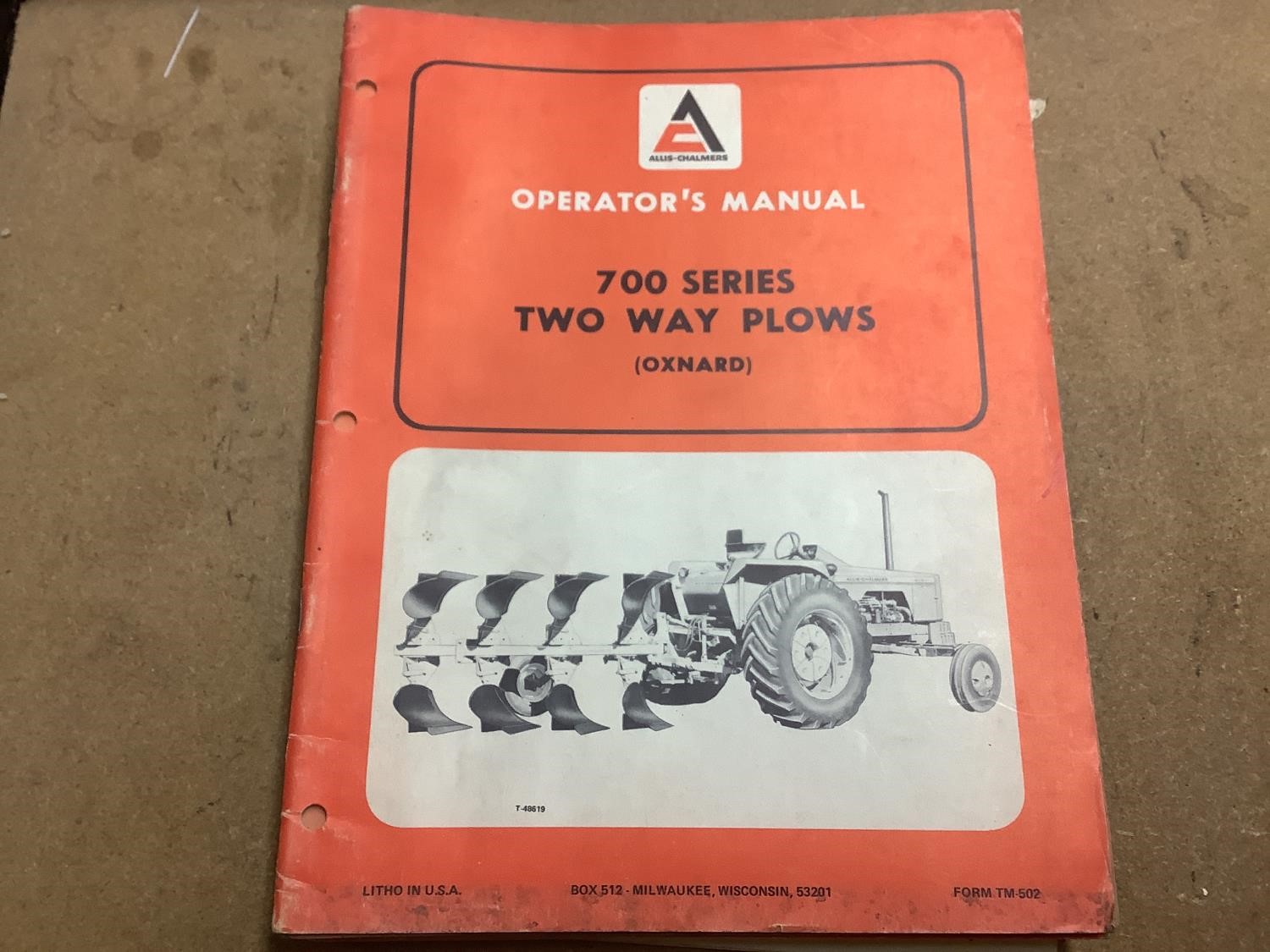 Allis-Chalmers Plows Operator Manuals BigIron Auctions