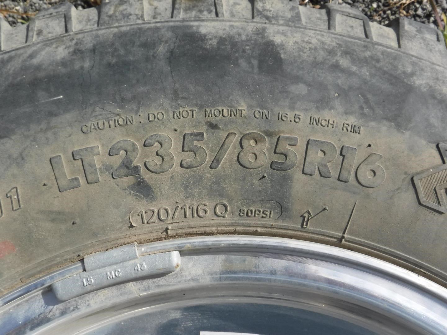 Hankook Dynamic MT LT235/85R16 Tire On Aluminum 8 Bolt WHeel BigIron ...