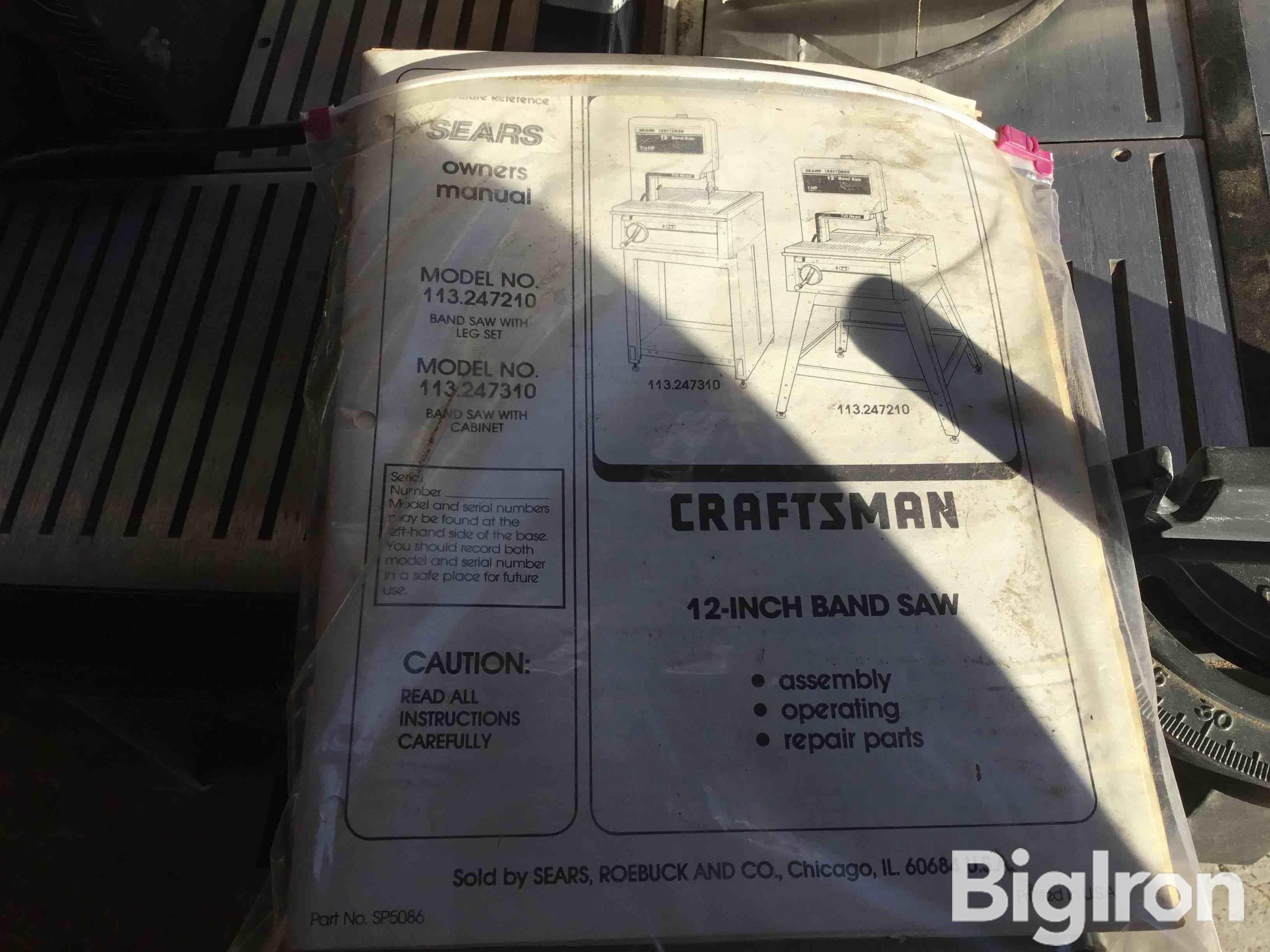 Sears Craftsman 12” Band Saw W/Cabinet BigIron Auctions