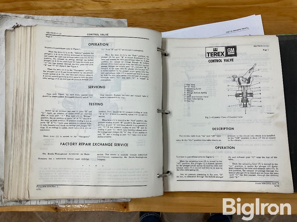 Terex 72-21 To 72-51 Loader Service Manual & Parts Manual BigIron Auctions