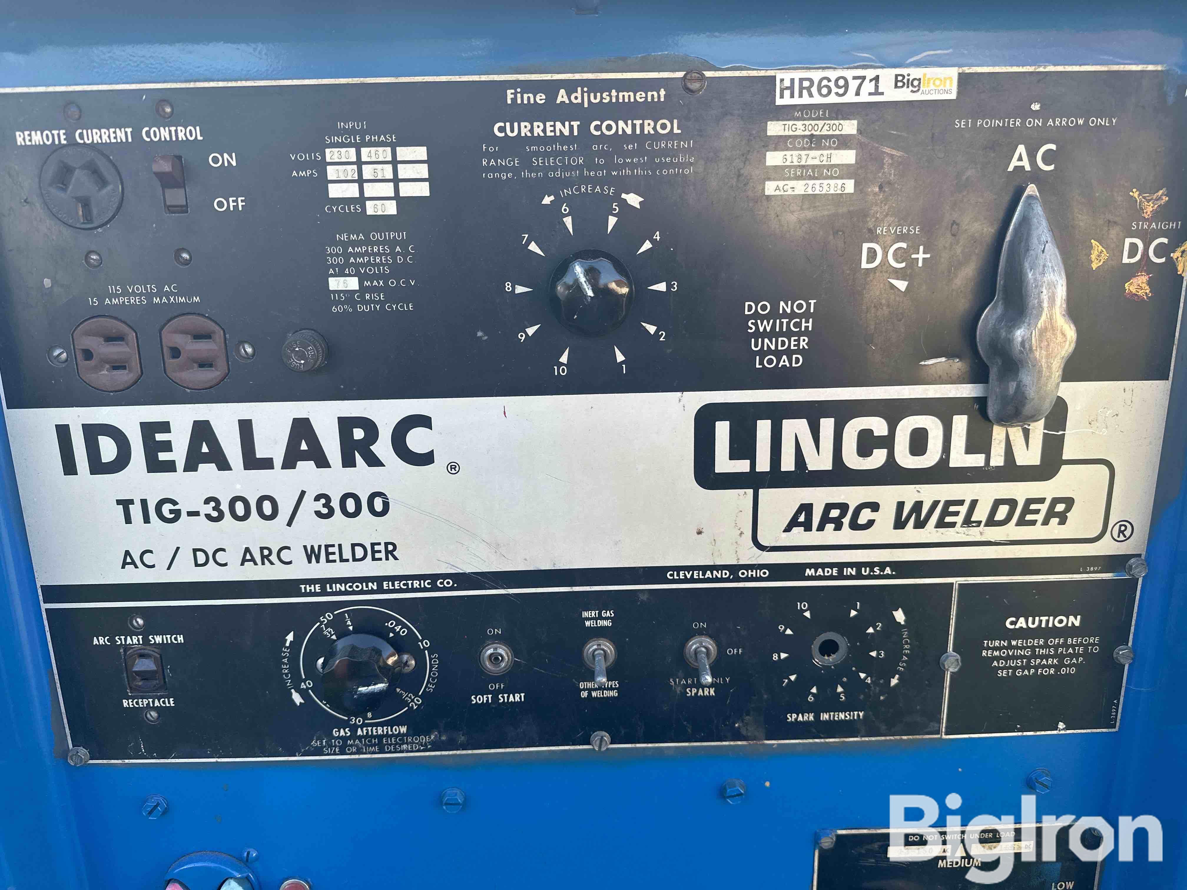 Lincoln Idealarc Tig 300 Acdc Arc Welder Bigiron Auctions 7404