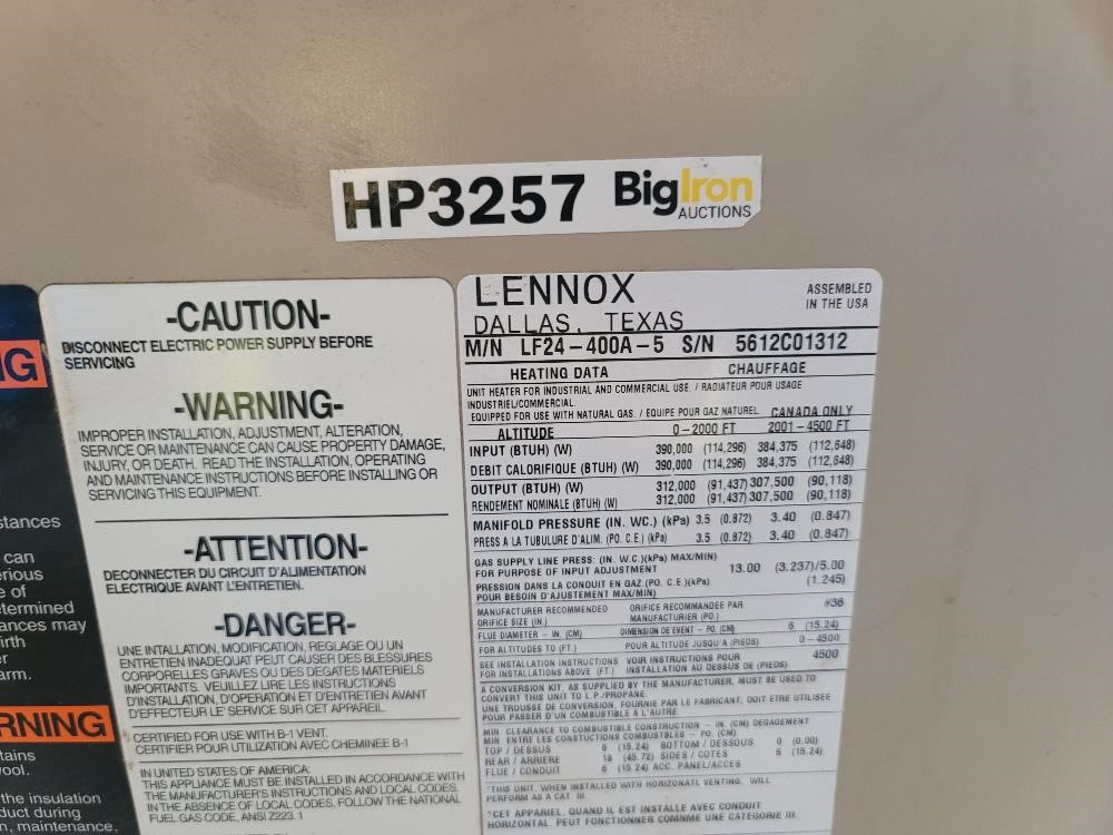 Lennox LF24 Shop Heater BigIron Auctions   Lennoxlf24shopheater D70a9d3b44604f658f329f24308833de 