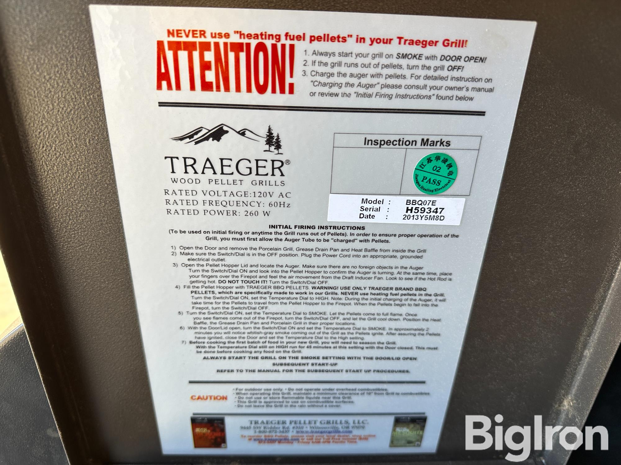 Traeger bbq07e clearance