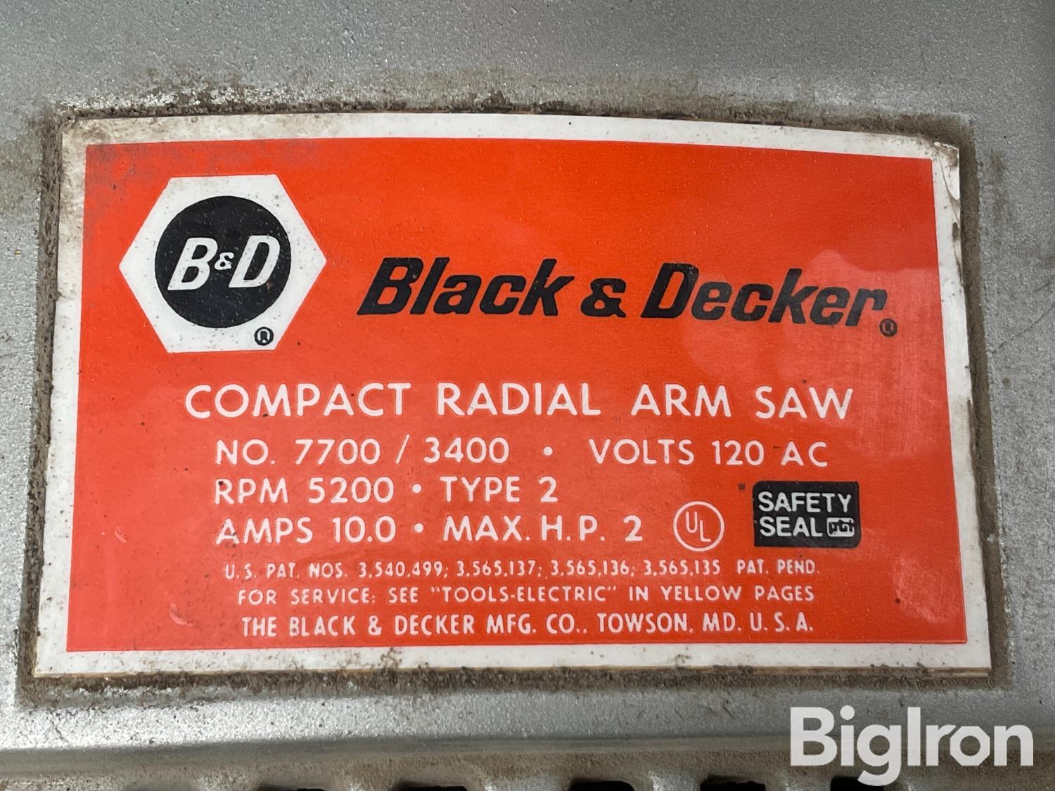 Black Decker No. 7700 Compact Radial Arm Saw BigIron Auctions