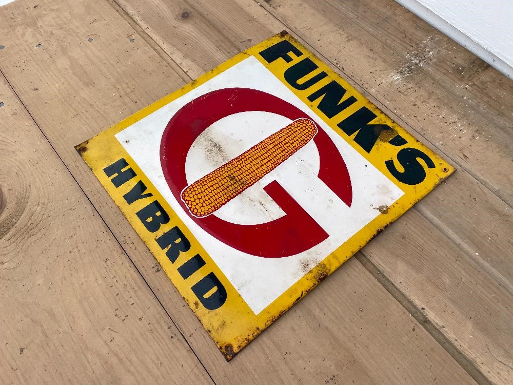 Funk's Hybrid Vintage Metal Seed Corn Sign BigIron Auctions