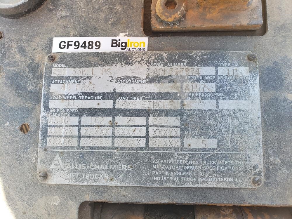 Allis-Chalmers ACC 55K 5,500 Lb. Capacity Forklift BigIron Auctions