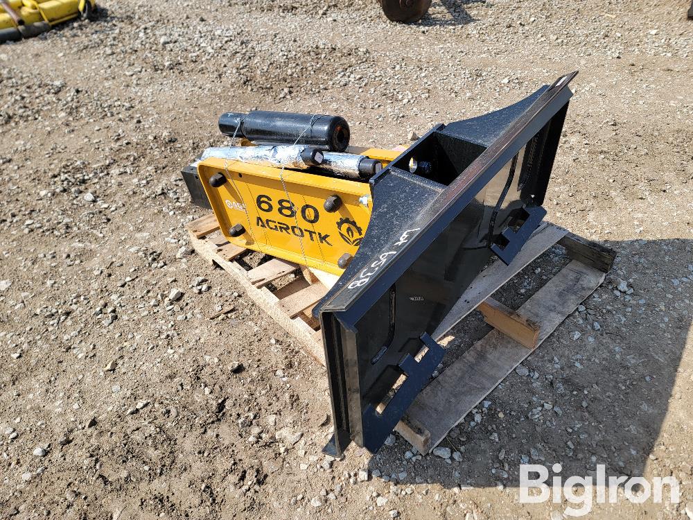 2023 Agrotk 680 Hydraulic Concrete Breaker Hammer Skid Steer Attachment 