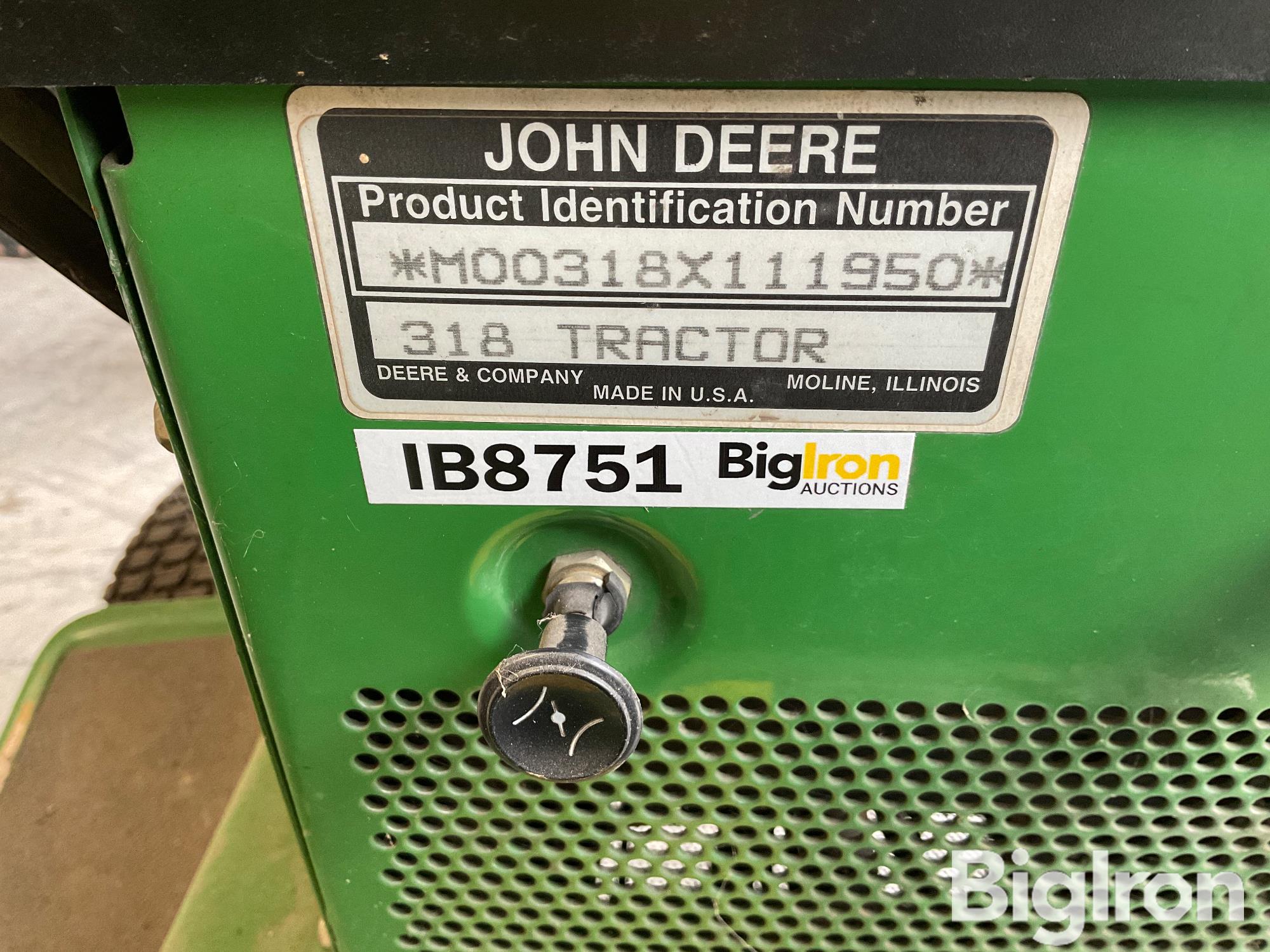 1992 John Deere 318 Garden Tractor Bigiron Auctions 6054