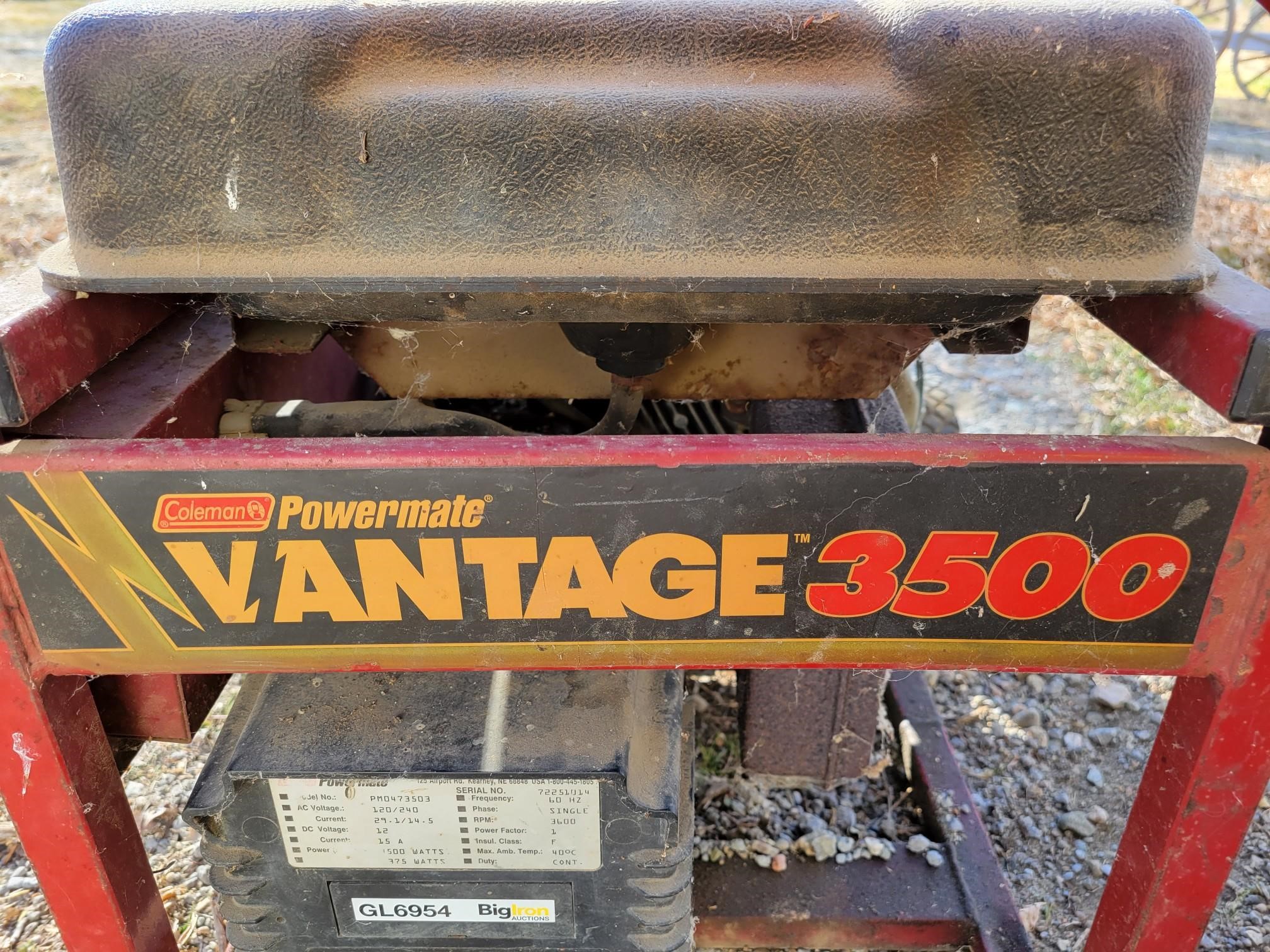 Coleman Powermate Vantage 3500 Portable Generator BigIron Auctions