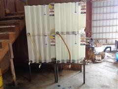 Stacked 110 Gal Poly Oil Storage Totes W/Container Fill Valves 