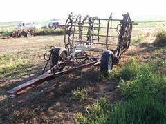 John Deere 5 Section Folding Harrow On Noble Transport Cart 