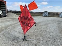 Quadra Flex V Mower Ahead Roadway Sign 