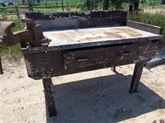 Shop Built Work Bench With Vise 
