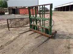 Large Square Bale Fork W/Push Off & Extension 