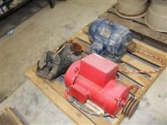 (2) Electric Motors, (1) 3" Cast Iron Product Pump 