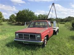 1985 GMC 3500 S/A Gin Pole Flatbed Pickup W/Winch (INOPERABLE - FOR PARTS ONLY) 