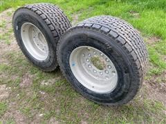 Michelin XDN2 445/50R22.5 Super Single Tires On Aluminum Rims 