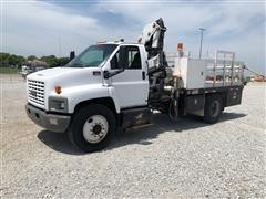 2003 GMC C7500 Flatbed Crane Truck 