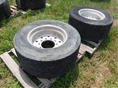 Michelin /Bridgestone 445/50R22.5 Super Single Tires On Hub Pilot Aluminum Wheels 