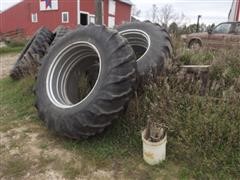 Goodyear 20.8-38 Rear Tractor Tires & Clamp On Dual Rims 