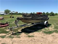 1990 SeaNymph Boat On 1989 Calkins Trailer W/Popup Hunting Blind 