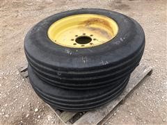 John Deere 295/75R22.5 Tractor Front Tires On Rims 